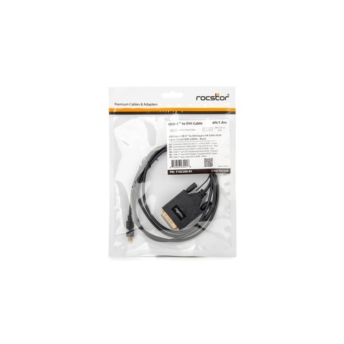 Rocstor Usb-c To Dvi Cable M/m -- Dual Link 256 (Y10C205B1)