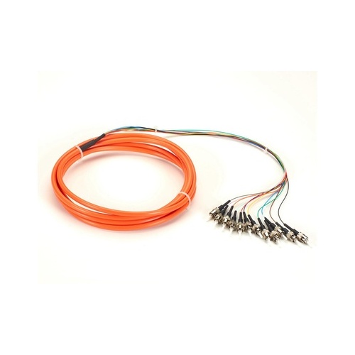 Black Box Om1 62.5-micron Multimode Fiber Optic Pigtail - 12-strand, Ofnr, Pvc, St, Orange, 3-m (9.6-ft.) (FOPT50M1ST12OR3)