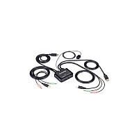 Black Box 4k60 Displayport Cable Kvm Switch - 2-port With Button Switch, Audio And Mic (KV62CBL)