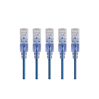 Monoprice Slimcat6a Patch Cable, 5-pack, 5ft Blue (15134)