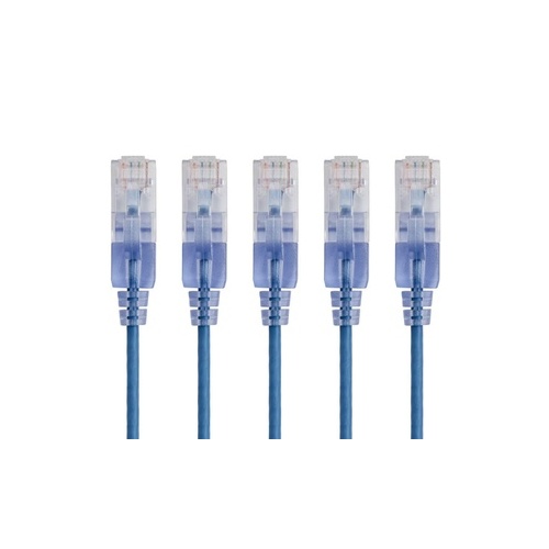 Monoprice Slimcat6a Patch Cable, 5-pack, 5ft Blue (15134)
