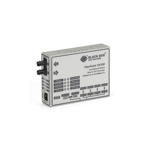 Black Box Fast Ethernet (100-mbps) Media Converter - 10/100-mbps Copper To 100-mbps Multimode Fiber, 1300nm, 2km, St, Gsa, Taa (LMC100AR3)