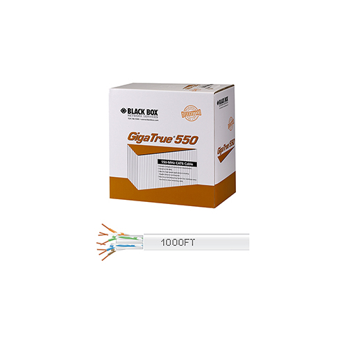 Black Box Cat6 550-mhz Solid Ethernet Bulk Cable - Unshielded (utp), Cmr Pvc, White, 1000-ft. (304.8-m) Pull-box, Gsa, Taa (EYN874APB1000)
