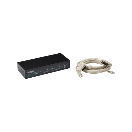 Black Box Desktop Kvm Switch - Dvi-d With Emulated Usb Keyboard/mouse, Includes Cables, 4-port, Gsa, Taa (KV9614AK)
