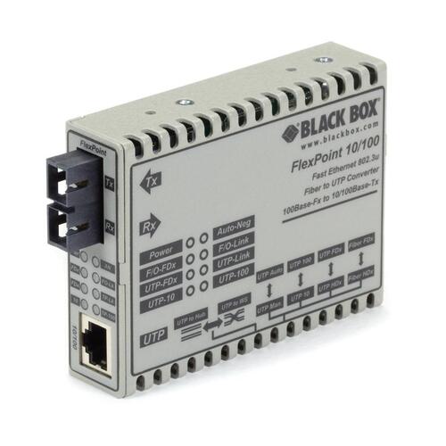 Black Box Fast Ethernet (100-mbps) Media Converter - 10/100-mbps Copper To 100-mbps Multimode Fiber, 1300nm, 2km, Sc, Gsa, Taa (LMC100ASCR3)