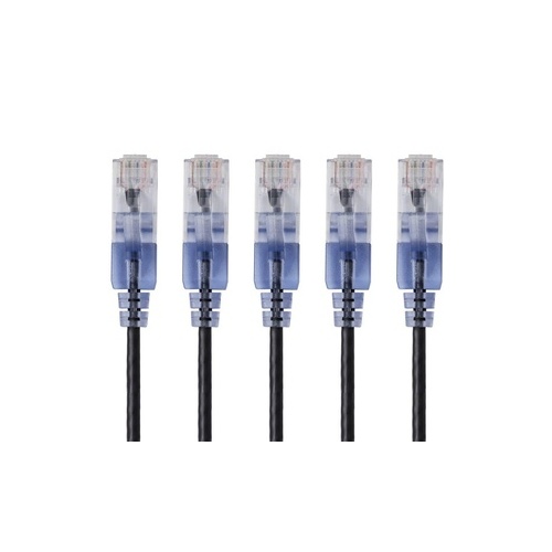 Monoprice Slim Cat6a Cable - 5-pack - 7ft Black (15137)