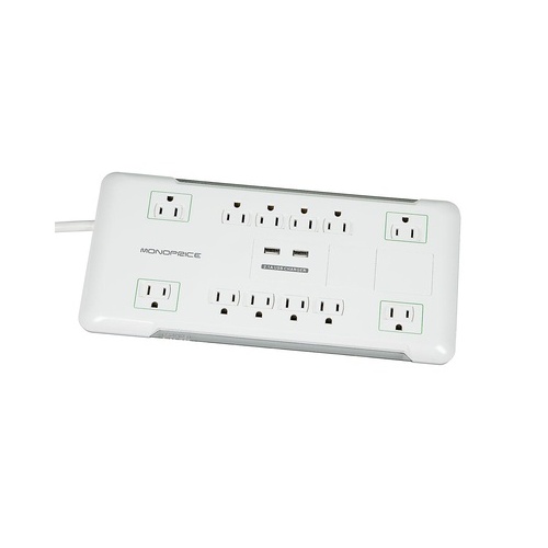 Monoprice Power Surge Protector W/ 2 Usb,12 Outlet (9202)