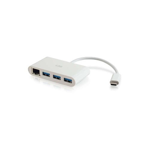 C2G Usb C Ethernet And 3 Port Usb Hub White (29746)