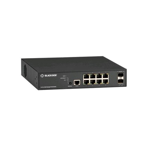 Black Box Gigabit Ethernet(1000-mbps) Managed Poe+ Switch-(8) 10/100/1000-mbps Copper Rj45 Poe+,(2)dual Media 1g/10g Sfp+,gsa,taa (LPB3010A)