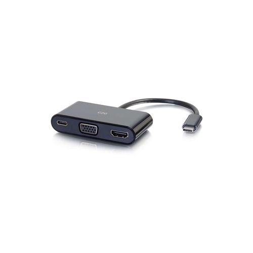 C2G Usb C To Hdmi Vga Adapter W/ Power Black (26884)