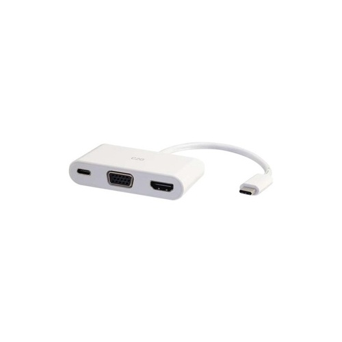 C2G Usb C To Hdmi Vga Adapter W/ Power White (26885)