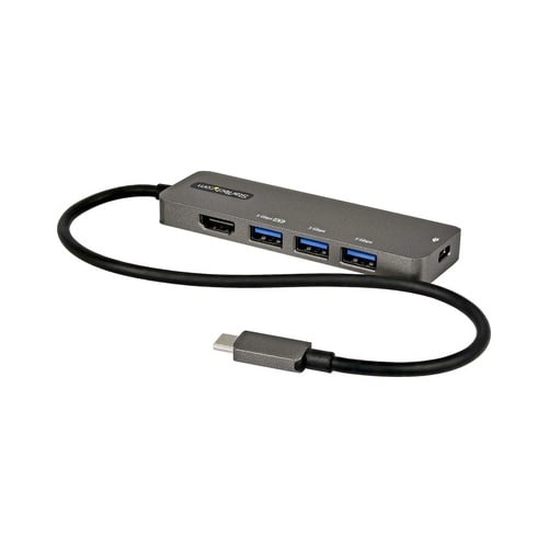 StarTech.com USB C Multiport Adapter - USB-C to HDMI 2.0b 4K 60Hz (HDR10), 100W Power Delivery Pass-Through, 4-Port USB 3.0 Hub - USB Type-C Mini Dock - 12" (30cm) Long Attached Cable (DKT30CHPD3)