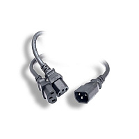 Monoprice Power Cord Splitter - Iec 60320 C14 To 2x Iec 60320 C13_ 16awg_ 13a/1625w_ Sjt_ Black_ 14in (41094)