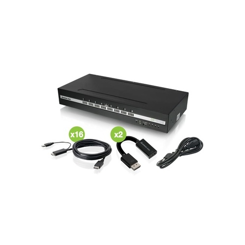 Iogear Universal 8-port Dual View Displayport/hdmi Secure Kvm Switch Kit W/audio, Cac, Taa (GCS1428TAA4CUN)