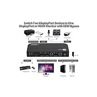 SIIG 2x1 Displayport 4k Kvm Usb 3.0 Switch (CEKV0C11S1)
