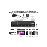 SIIG 4x1 Displayport 4k Kvm Usb 3.0 Switch (CEKV0D11S1)