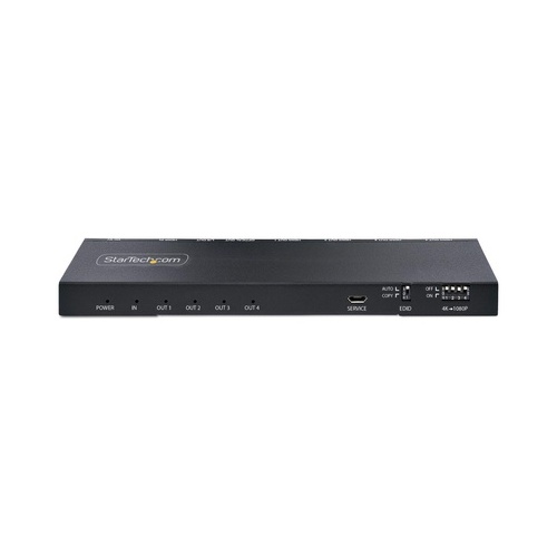 StarTech 4 Port Hdmi Splitter, 4k 60hz Hdmi 2.0 Video, 4k Hdmi Splitter W Built In Scaler, Hdmi Splitter 1 In 4 Out, 3.5mm Optical Audio Port (HDMISPLITTER44K60S)