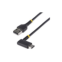 StarTech 6ft (2m) Usb A To C Charging Cable Right Angle - Heavy Duty Fast Charge Usb-c Cable - Black Usb 2.0 A To Type-c - Rugged Aramid Fiber - 3a (R2ACR2MUSBCABLE)