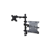 StarTech Monitor Arm With Vented Vesa Laptop Tray, For Laptop 9.9lb And Single Display Up To 32in 17.6lb, Black, Adjustable Laptop Arm Mount, Cclamp/grommet (A2LAPTOPDESKMOUNT)