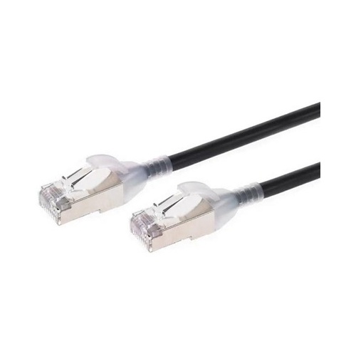 Monoprice Slimrun Cat6a Ethernet Patch Cable - Snagless_ Double Shielded_ Component Level_ Cm_ 30awg_ 1ft_ Black (42960)