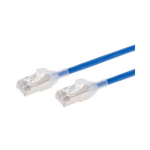Monoprice Slimrun Cat6a Ethernet Patch Cable - Snagless_ Double Shielded_ Component Level_ Cm_ 30awg_ 1ft_ Blue (42961)