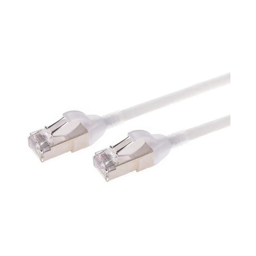 Monoprice Slimrun Cat6a Ethernet Patch Cable - Snagless_ Double Shielded_ Component Level_ Cm_ 30awg_ 3ft_ White (42971)