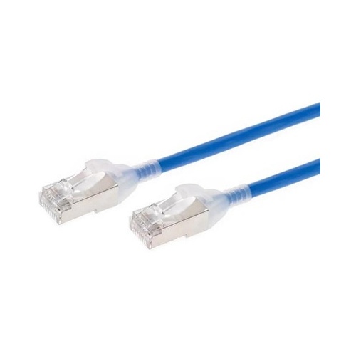 Monoprice Slimrun Cat6a Ethernet Patch Cable - Snagless_ Double Shielded_ Component Level_ Cm_ 30awg_ 10ft_ Blue (42981)