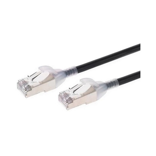 Monoprice Slimrun Cat6a Ethernet Patch Cable - Snagless_ Double Shielded_ Component Level_ Cm_ 30awg_ 25ft_ Black (42988)