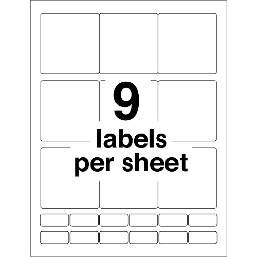 Avery&reg; 3-1/2" Diskette Labels 2 3/4" Width x 2 3/4" Length - Permanent Adhesive - Inkjet, Laser - Matte White - Paper - 9 / Sheet - 70 Total Sheets - 630 Total Label(s) - 630 / Box (5196)