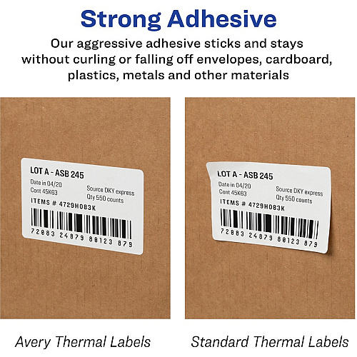 Avery&reg; Direct Thermal Roll Multipurpose Labels 3 1/2" Width x 1 1/8" Length - Permanent Adhesive - Rectangle - Direct Thermal - Clear - Film - Water Resistant - 120 / Sheet - 1 Total Sheets - 120 Total Label(s) - 120 / Box (4151)