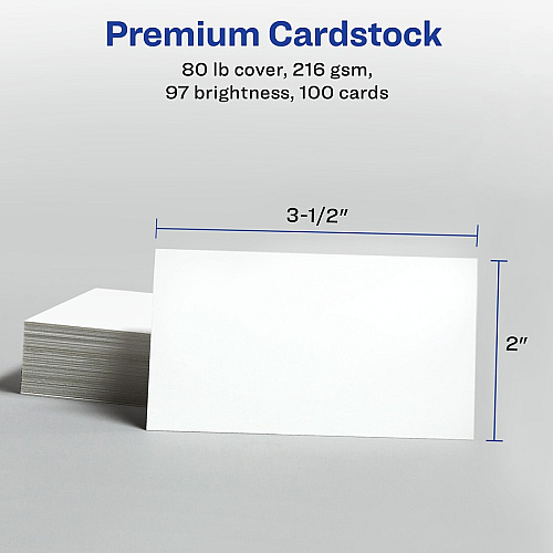 Avery&reg; Printable Business Cards with SureFeed 97 Brightness - 8 1/2" x 11" - 80 lb Basis Weight - 216 g/m² Grammage - Matte - Perforated, Smooth Edge, Recyclable, Biodegradable, Uncoated, Printable, Anti-jam, Double-sided, Smudge-free - W (28371)