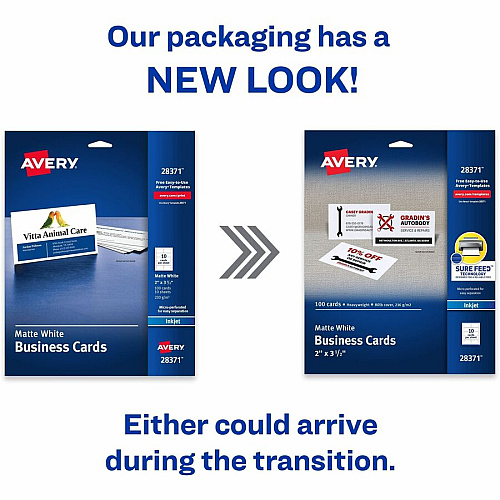 Avery&reg; Printable Business Cards with SureFeed 97 Brightness - 8 1/2" x 11" - 80 lb Basis Weight - 216 g/m² Grammage - Matte - Perforated, Smooth Edge, Recyclable, Biodegradable, Uncoated, Printable, Anti-jam, Double-sided, Smudge-free - W (28371)