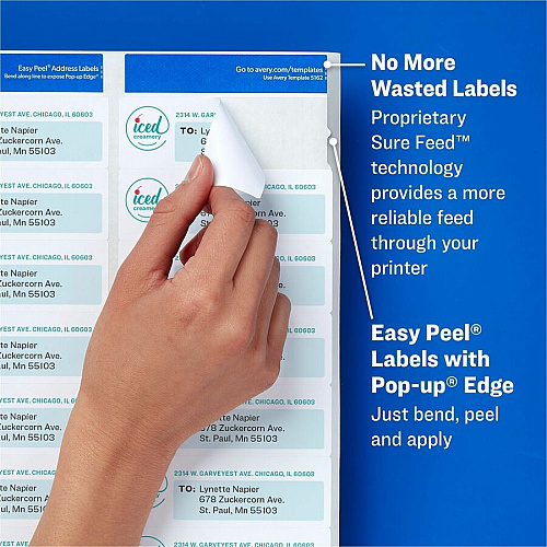 Avery&reg; Laser & Inkjet Return Address Labels 1/2" Width x 1 3/4" Length - Permanent Adhesive - Rectangle - Inkjet, Laser - Matte White - Matte - Paper - Permanent Adhesive, Peel & Stick, Smudge-free, Jam Resistant, Stick & Stay - 80 / Sheet - 8 (18167)