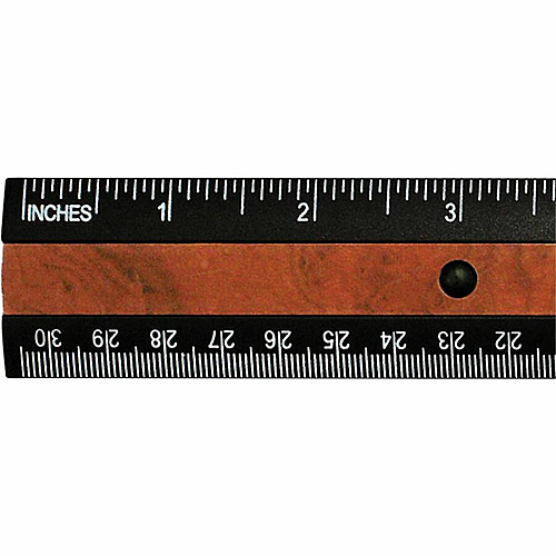 Westcott 12" KleenEarth Faux Burled Wood Ruler 12" Length 1" Width - 1/6 Graduations - Imperial, Metric Measuring System - Plastic - 1 Each - Black (14077)