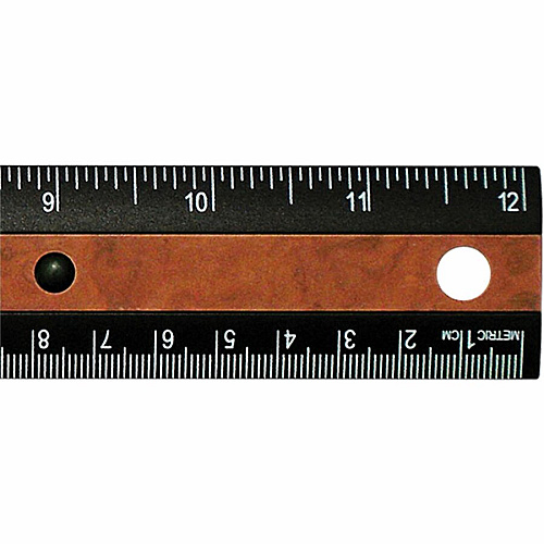 Westcott 12" KleenEarth Faux Burled Wood Ruler 12" Length 1" Width - 1/6 Graduations - Imperial, Metric Measuring System - Plastic - 1 Each - Black (14077)
