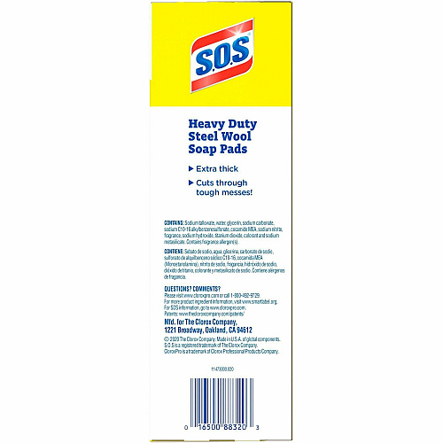 CloroxPro&trade; S.O.S Steel Wool Soap Pads For Multi Surface - Pad - 4" Length x 5" Width - Heavy Duty - Blue - 15 / Box (88320)