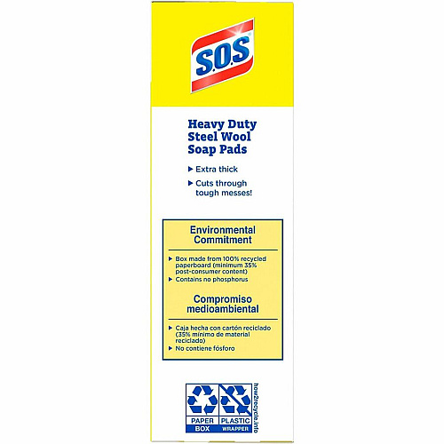 CloroxPro&trade; S.O.S Steel Wool Soap Pads For Multi Surface - Pad - 4" Length x 5" Width - Heavy Duty - Blue - 15 / Box (88320)