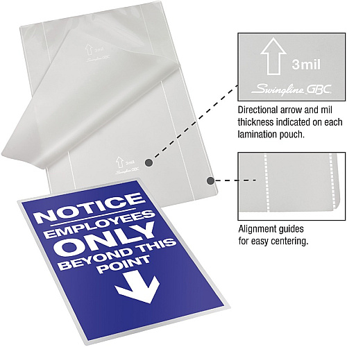 GBC HeatSeal UltraClear Laminating Pouches Laminating Pouch/Sheet Size: 2.18" Width x 3.68" Length x 7 mil Thickness - for Business Card - Clear - 100 / Box (3300371)