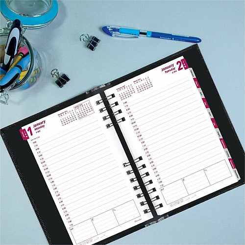 Brownline Daily Planner, CoilPro, English, Black (CB634C.BLK) (CB634CBLK)