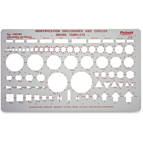 Chartpak Circle/Identification Template Circle, Square, Hexagon, Rectangle, Diamond, Directional Arrow - 5.9" Height x 10" Width - Gray (1002PI)