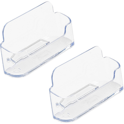 Deflecto Business Card Holders 1.8" Height x 3.9" Width x 1.4" Depth - Plastic - Clear - 2 / Pack (70501)