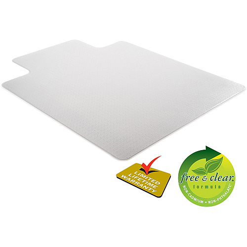 Deflecto SuperMat for Carpet Carpeted Floor - 60" Length x 46" Width x 0.750" Thickness - Lip Size 12" Length x 25" Width - Vinyl - Clear - 1 Each (CM14433F)