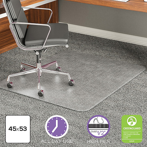 Deflecto ExecuMat for Carpet Carpeted Floor - 53" Length x 45" Width x 0.333" Thickness - Vinyl - Clear - 1 Each (CM17243)