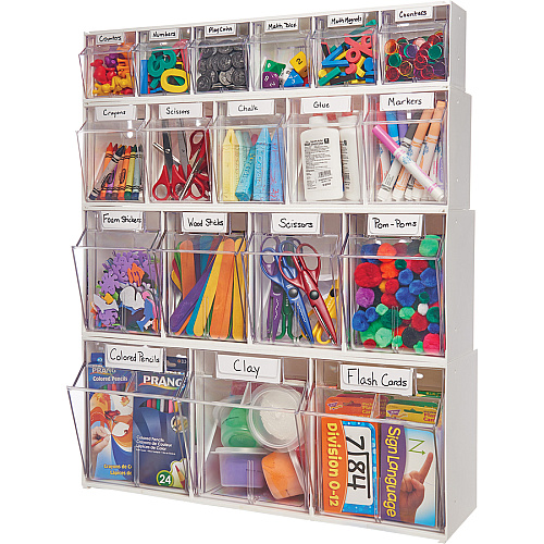 Deflecto Tilt Bin Interlocking Multi-Bin Storage Organizer 3 Compartment(s) - 9.50" Height x 23.63" Width x 7.75" Depth - Desktop - White - 1 Each (20303OP)