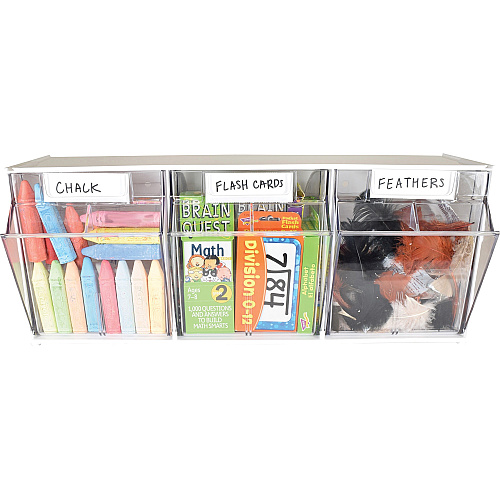 Deflecto Tilt Bin Interlocking Multi-Bin Storage Organizer 3 Compartment(s) - 9.50" Height x 23.63" Width x 7.75" Depth - Desktop - White - 1 Each (20303OP)