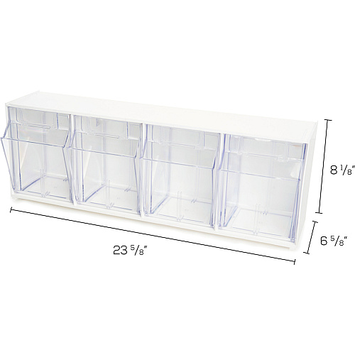 Deflecto Tilt Bin Interlocking Multi-Bin Storage Organizer 4 Compartment(s) - Desktop - White - 1 Each (20403OP)