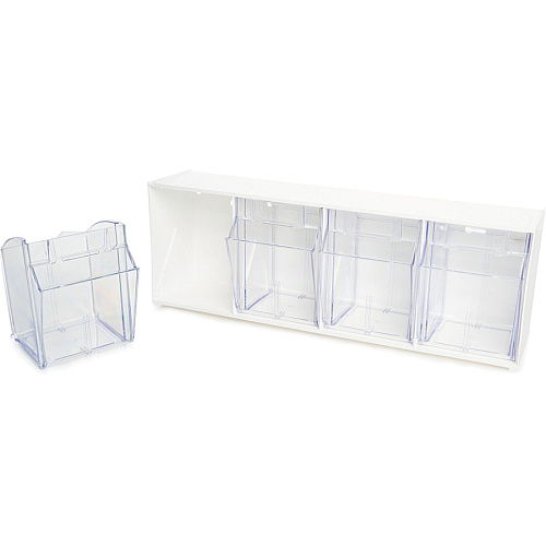 Deflecto Tilt Bin Interlocking Multi-Bin Storage Organizer 4 Compartment(s) - Desktop - White - 1 Each (20403OP)