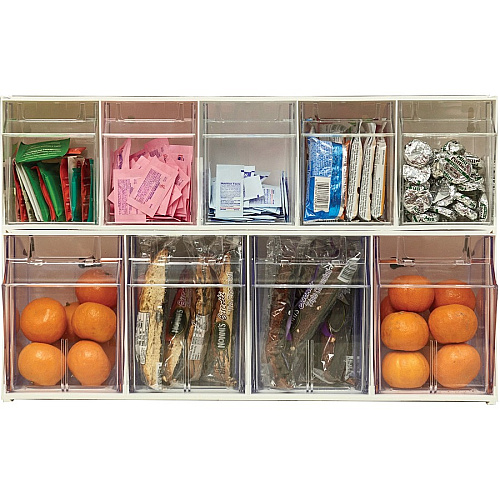Deflecto Tilt Bin Interlocking Multi-Bin Storage Organizer 4 Compartment(s) - Desktop - White - 1 Each (20403OP)