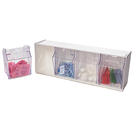 Deflecto Tilt Bin Interlocking Multi-Bin Storage Organizer 4 Compartment(s) - Desktop - White - 1 Each (20403OP)