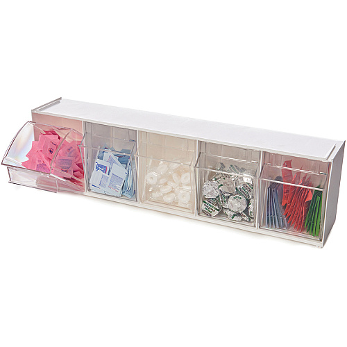 Deflecto Tilt Bin Interlocking Multi-Bin Storage Organizer 5 Compartment(s) - 6.50" Height x 23.63" Width x 5.25" Depth - Desktop - White - 1 Each (20503OP)